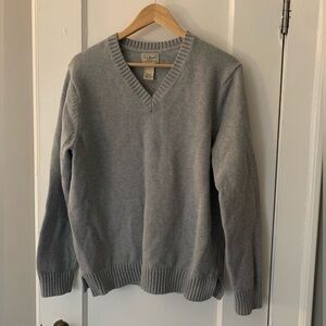 L.L. Bean 100% Cotton Grey V-neck Sweater